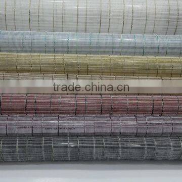Cheap China Stripe Sheer Tulle Curtain Fabric for Cafe Window Drapery