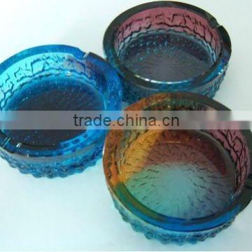 liuli glaze color crystal cigarette ashtray with engraved logo color (R-1009