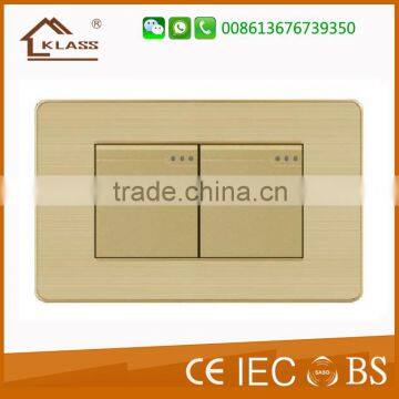 Gold supplier Kuwait market aluminum material 2gang 1 way light switch 110V