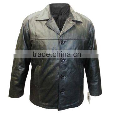 men"s Fashion Leather Coat in black