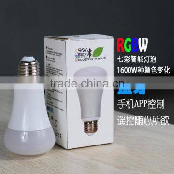 2016 hot sale AC100-240V E27 6W bluetooth RGBW led bulb