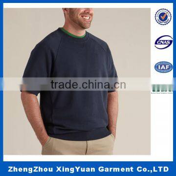 OEM high quality blank cotton pullover casual half sleeve crew neck hoody