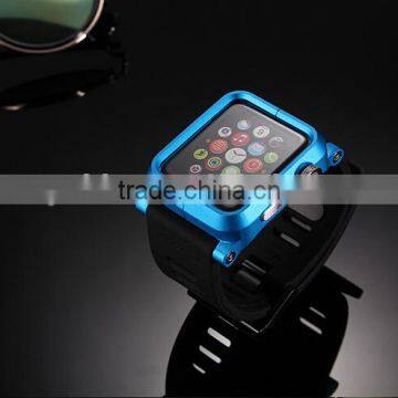 2016 hot new products for Apple watch silicone band wristband strap with aluminum metal case cover