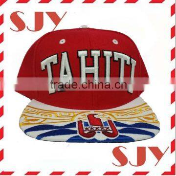 Two Tone Custom 3D Embroidery Flat Bill Baseball Hat