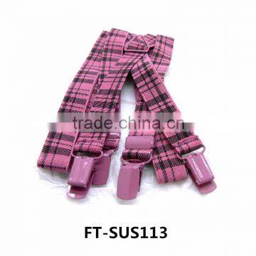 Latest new design plaid girls suspender belt for trousers or dress