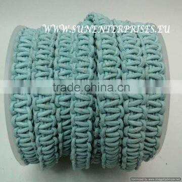 Braided Leather cords -Stair braided round leather cords 10mm-se pastel blue