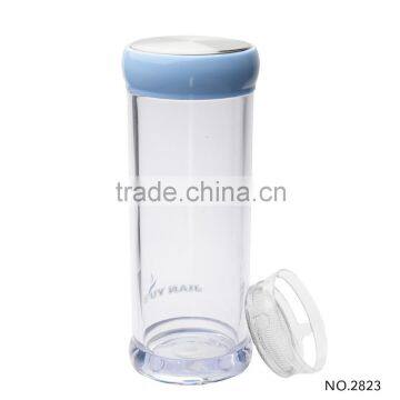 Wholesale Transparent BPA Free PC/Tritan Water Bottle With Light Blue Lid