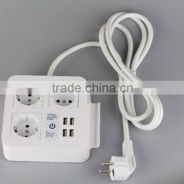 CE ROHS approved safe to use 4 usb schuko outlets for charging