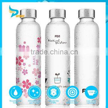 New Eco-friendly Fruit Juice Fancy Custom Made Aspirator Unbreakable Glass Water Bottle