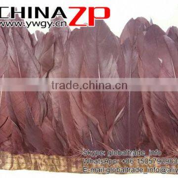 Top Supplier ZPDECOR Good Reputation Goose Dyed Brown Satinettes Feathers Trim photo-3