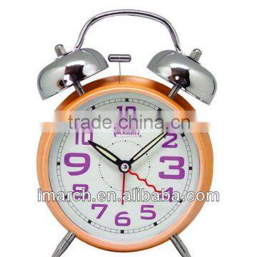 orange twin bell clock,table clock