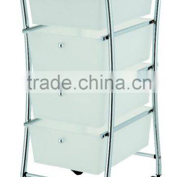 4 tier white drawer storage organizer rolling trolley cart Chrome