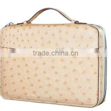 Large Capacity Ostrich Leather Fancy Mens Wallet Custom Clutch Bag Zipper Wallet for Man