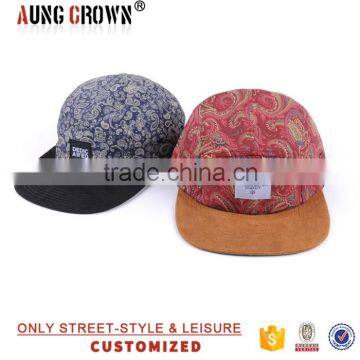 flat brim hat small floral 5 panel