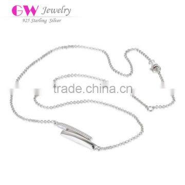 Latest Design Simple Pure Silver Chain Necklace Elegant Pendant Necklace