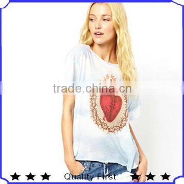2013 High Fashion Design Women Summer Blouse and Top s Burning Heart t Shirt Round Neckline t Shit Shkz 76