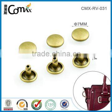 Wholesale custom brass double cap rivet for bag