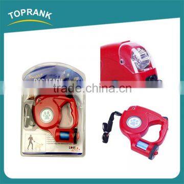 Pet dog running leash, retractable led dog leash with waste bag dispenser