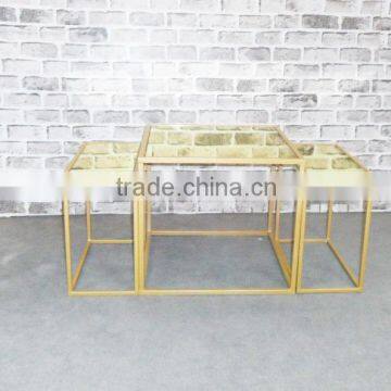 unique new style wrought Iron Coffee Table with mirror top(XY131076L)