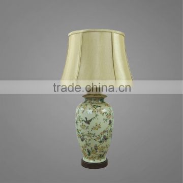 Metal Base In Black Finish Ceramic Body In Nice Printing With Fabric Lampshade Decorative Table Lamp Bedside Table Lamp