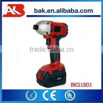BKS1801 Taizhou Bak 18V Li ion Cordless Impact Screwdriver,18V cordless Screwdriver power tool