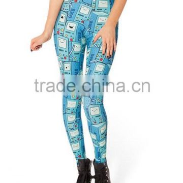 Wholesale blue digital print leggings fitness printed leggings for women