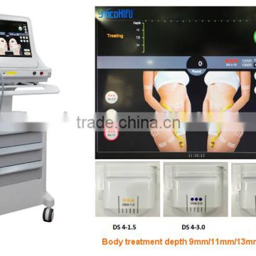 Back Tightening Multifunctional 3 Cartridge Potable Hifu Machine / Hifu Face Lift / Hifu Body Slimming Chest Shaping