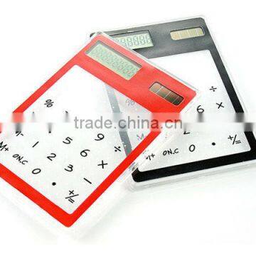 Promotional 8 Digits Solar transparent touch screen calculator