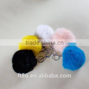 plush handmade fox fur ball keychain