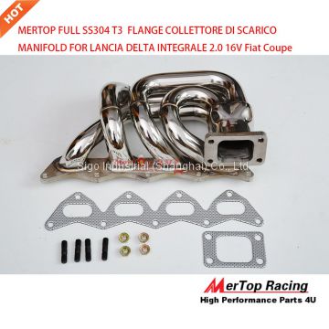 Mertop Race SS304 T3 Piping OD=42mm TURBO FLANGE COLLETTORE DI SCARICO MANIFOLD FOR LANCIA DELTA INTEGRALE 2.0 16V Fiat