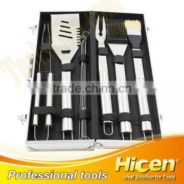 7pcs Stainless Steel Handle BBQ Tool Set with Aluminum Case