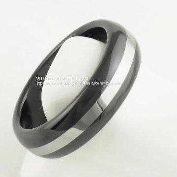 Black Zirconia Ceramic Jewelry Ring For Couple , Ceramic Wedding Ring