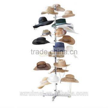 Store/Shop chrome plated rotating cowboy hat stand holder