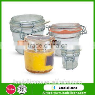 High quality glass storage jar sealed cans with silicone seal rign