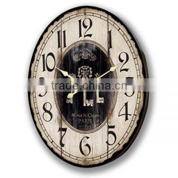 Oval Shape Wooden Wall Clock MDF Wall Clock Vintage Wall Clock Wholesale