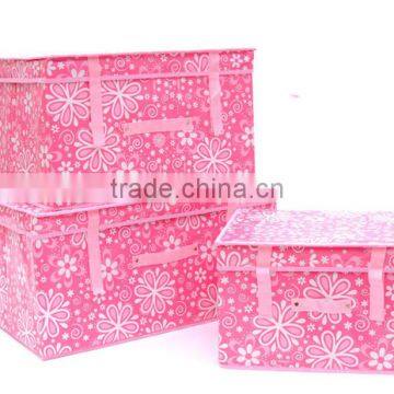N486 Good Quality Custom Printed Non Woven Coated Water Proof Foldable Storage Box Polka Dot Bin photo-6