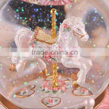 Exclusive Resin Carrousel Rotate LED Music Snow Globe photo-3