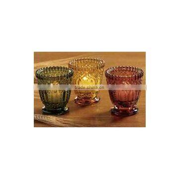 carving glass canle holder / colored candle holder