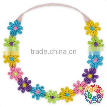 Adorable Kids Rainbow Flower Headband Back Elastic Flower Hair Wreath photo-3