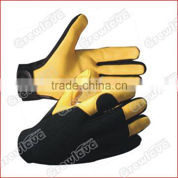 Khaki Soft Deerskin Motorcycle Gloves for Automotive