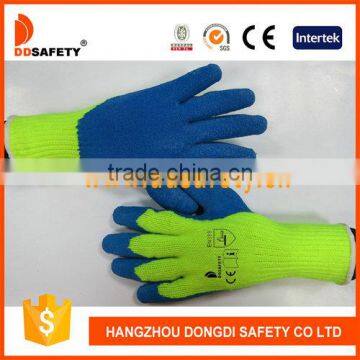 DDSAFETY Fluorescence Acrylic liner Blue latex crinkle finished Cut Resistance Glove