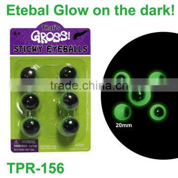 Glow in the dark and sticky toys of eyeball