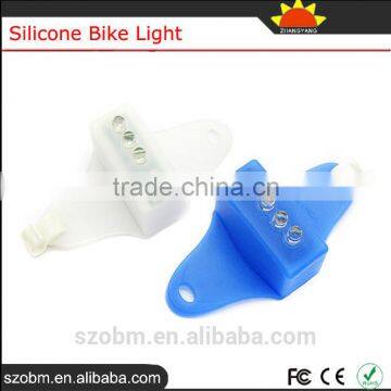 Super Bright 3 Led White Blue Lights Front Rear Silicone Bike Light Bicycle Tail Light photo-3