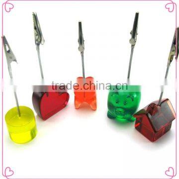 Hot selling assorted colorful resin base metal card holder clips