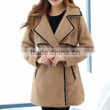 trendy string long solid color lady coat alibaba