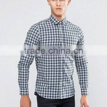 2016 Latest Design Long Sleeve Spread Collar Mens 100% Cotton Soft Broadcloth Regular Fit Casual Plaids Print Shirts