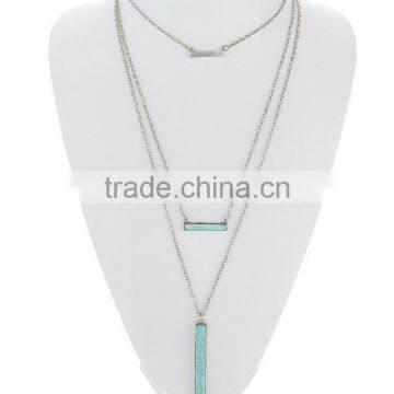 Elegant Turquoise material multilevel silver necklace