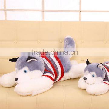 wholesale super cute plush dog doll stuffed lying dog Siberian Husky for Christmas gift