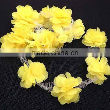 Handmade Multicolor Chiffon Tulle Flower Wholesale Chiffon Fabric Flowers for Girl Dresses or Wedding Decoration photo-2