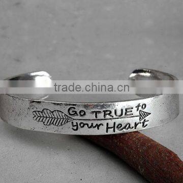 custom inspired words logo metal cuff bangle fashion cuff bangle for 2017 Valentine's gifts